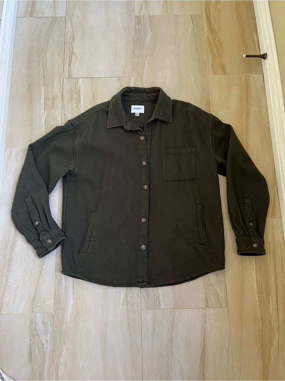Goodfellow & Co 100% Cotton Heavy Olive Twill Winter Over Shirt